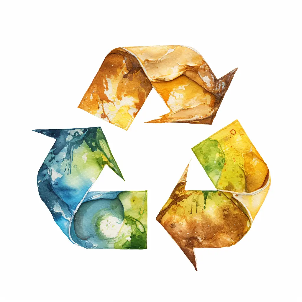 Ein buntes Recycling-Symbol, das einen einfachen Hintergrund kontrastiert